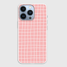 Чехол для iPhone 13 Pro с принтом Клетка волнистая в Петрозаводске,  |  | cell | check | geometry | girl | plaid | school | геометрия | девочкам | детям | квадраты | клетка | клеточка | клетчатый | линии | пастельный | полосы | розовая клетка | розовый | текстура | узор в клетку | школа