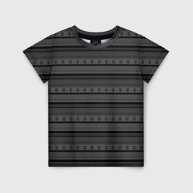 Детская футболка 3D с принтом Темный серый орнамент  в Петрозаводске, 100% гипоаллергенный полиэфир | прямой крой, круглый вырез горловины, длина до линии бедер, чуть спущенное плечо, ткань немного тянется | абстрактный | геометрический | молодежный | орнамент | полосатый орнамент | серый | серый и черный | современный | темный