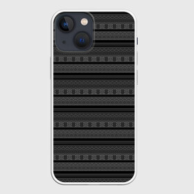 Чехол для iPhone 13 mini с принтом Темный серый орнамент в Петрозаводске,  |  | абстрактный | геометрический | молодежный | орнамент | полосатый орнамент | серый | серый и черный | современный | темный