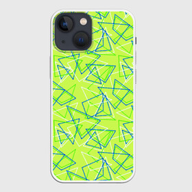 Чехол для iPhone 13 mini с принтом Абстрактный неоновый зеленый в Петрозаводске,  |  | абстрактный | геометрический | детский | зеленый | летний | неоновый | ретро | треугольники