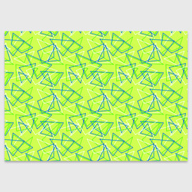 Поздравительная открытка с принтом Абстрактный неоновый зеленый в Петрозаводске, 100% бумага | плотность бумаги 280 г/м2, матовая, на обратной стороне линовка и место для марки
 | Тематика изображения на принте: абстрактный | геометрический | детский | зеленый | летний | неоновый | ретро | треугольники