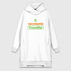 Платье-худи хлопок с принтом Вакцинированный турист в Петрозаводске,  |  | coronavirus | covid19 | virus | вакцина | вакцинация | вирус | грипп | заражение | здоровье | иммунитет | инфекция | карантин | корона | коронавирус | маска | пандемия | прививка | самоизоляция | спутник