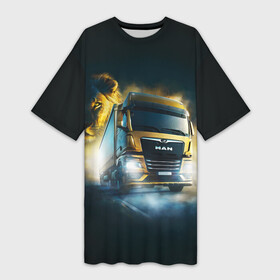 Платье-футболка 3D с принтом Man Leon в Петрозаводске,  |  | man | man truck | man грузовик | truck | trucks | грузовик | грузовики | дальнобои | дальнобой | дальнобойщик | мен | мен грузовик | фура | фуры