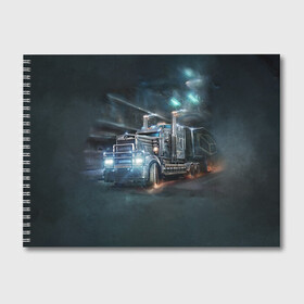 Альбом для рисования с принтом Neo truck в Петрозаводске, 100% бумага
 | матовая бумага, плотность 200 мг. | truck | trucks | грузовик | грузовики | дальнобои | дальнобой | дальнобойщик | фура | фуры