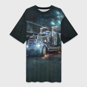 Платье-футболка 3D с принтом Neo truck в Петрозаводске,  |  | truck | trucks | грузовик | грузовики | дальнобои | дальнобой | дальнобойщик | фура | фуры