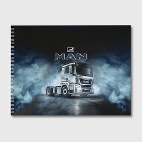 Альбом для рисования с принтом Man фура в Петрозаводске, 100% бумага
 | матовая бумага, плотность 200 мг. | man | man truck | man грузовик | truck | trucks | грузовик | грузовики | дальнобои | дальнобой | дальнобойщик | мен | мен грузовик | фура | фуры