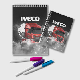 Блокнот с принтом Iveco truck в Петрозаводске, 100% бумага | 48 листов, плотность листов — 60 г/м2, плотность картонной обложки — 250 г/м2. Листы скреплены удобной пружинной спиралью. Цвет линий — светло-серый
 | iveco | iveco truck | iveco грузовик | truck | trucks | грузовик | грузовики | дальнобои | дальнобой | дальнобойщик | ивеко | ивеко грузовик | фура | фуры
