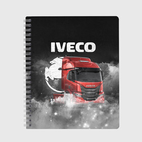 Тетрадь с принтом Iveco truck в Петрозаводске, 100% бумага | 48 листов, плотность листов — 60 г/м2, плотность картонной обложки — 250 г/м2. Листы скреплены сбоку удобной пружинной спиралью. Уголки страниц и обложки скругленные. Цвет линий — светло-серый
 | Тематика изображения на принте: iveco | iveco truck | iveco грузовик | truck | trucks | грузовик | грузовики | дальнобои | дальнобой | дальнобойщик | ивеко | ивеко грузовик | фура | фуры