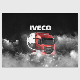Поздравительная открытка с принтом Iveco truck в Петрозаводске, 100% бумага | плотность бумаги 280 г/м2, матовая, на обратной стороне линовка и место для марки
 | iveco | iveco truck | iveco грузовик | truck | trucks | грузовик | грузовики | дальнобои | дальнобой | дальнобойщик | ивеко | ивеко грузовик | фура | фуры