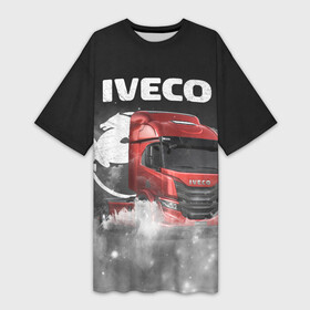 Платье-футболка 3D с принтом Iveco truck в Петрозаводске,  |  | iveco | iveco truck | iveco грузовик | truck | trucks | грузовик | грузовики | дальнобои | дальнобой | дальнобойщик | ивеко | ивеко грузовик | фура | фуры