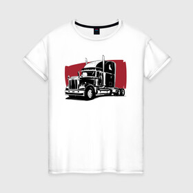 Женская футболка хлопок с принтом Truck red в Петрозаводске, 100% хлопок | прямой крой, круглый вырез горловины, длина до линии бедер, слегка спущенное плечо | truck | trucks | грузовик | грузовики | дальнобои | дальнобой | дальнобойщик | фура | фуры