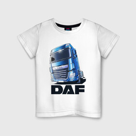 Детская футболка хлопок с принтом Daf Truck в Петрозаводске, 100% хлопок | круглый вырез горловины, полуприлегающий силуэт, длина до линии бедер | truck | trucks | грузовик | грузовики | дальнобои | дальнобой | дальнобойщик | фура | фуры