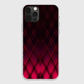 Чехол для iPhone 12 Pro с принтом Геометрический градиентный фон в Петрозаводске, силикон | область печати: задняя сторона чехла, без боковых панелей | абстрактный | вишневый | геометрический | градиентный | клетка | красный | модный | плед | современный