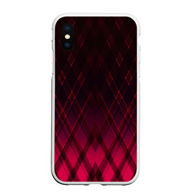 Чехол для iPhone XS Max матовый с принтом Геометрический градиентный фон в Петрозаводске, Силикон | Область печати: задняя сторона чехла, без боковых панелей | абстрактный | вишневый | геометрический | градиентный | клетка | красный | модный | плед | современный