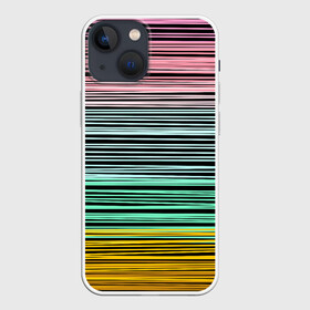 Чехол для iPhone 13 mini с принтом Модный полосатый узор в Петрозаводске,  |  | желтый | модный | молодежный | разноцветные линии | разноцветный полосатый | розовый | салатовый | современный