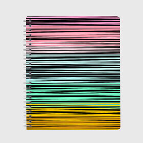 Тетрадь с принтом Модный полосатый узор  в Петрозаводске, 100% бумага | 48 листов, плотность листов — 60 г/м2, плотность картонной обложки — 250 г/м2. Листы скреплены сбоку удобной пружинной спиралью. Уголки страниц и обложки скругленные. Цвет линий — светло-серый
 | желтый | модный | молодежный | разноцветные линии | разноцветный полосатый | розовый | салатовый | современный