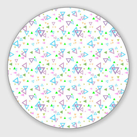 Коврик для мышки круглый с принтом Детский абстрактный узор  в Петрозаводске, резина и полиэстер | круглая форма, изображение наносится на всю лицевую часть | геометрические фигуры | детский | малышам | разноцветные треугольники | ретро