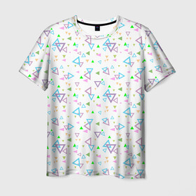 Мужская футболка 3D с принтом Детский абстрактный узор  в Петрозаводске, 100% полиэфир | прямой крой, круглый вырез горловины, длина до линии бедер | геометрические фигуры | детский | малышам | разноцветные треугольники | ретро