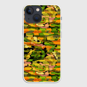 Чехол для iPhone 13 mini с принтом Яркий осенний камуфляж в Петрозаводске,  |  | абстрактный | камуфляж | модный | молодежный | осень | полосатый | яркий осенний камуфляж