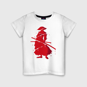 Детская футболка хлопок с принтом Кровь самурая в Петрозаводске, 100% хлопок | круглый вырез горловины, полуприлегающий силуэт, длина до линии бедер | буси | воин | кровь | кровь самурая | самурай | шпион | япония