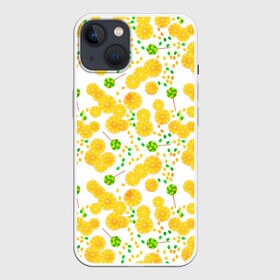 Чехол для iPhone 13 с принтом Лимонная карамель в Петрозаводске,  |  | детский | карамель | конфеты | лимон | лимонный узор | малышам | сладости | чупа чупс