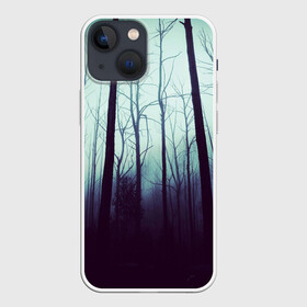 Чехол для iPhone 13 mini с принтом ЖУТКИЙ ЛЕС в Петрозаводске,  |  | деревья | жуть | лес | ночь | облака | силуэт | тень