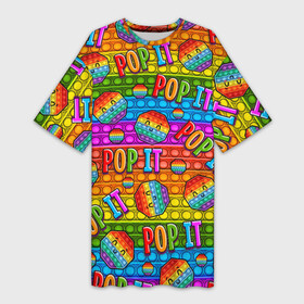 Платье-футболка 3D с принтом POP IT SMILE | ПОП ИТ ПУПЫРКА в Петрозаводске,  |  | pop it | popit | антистресс | игрушка | поп ит | попит | пузырчатая плёнка | пупырка | симпл димпл | симплдимпл
