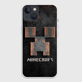Чехол для iPhone 13 с принтом MINECRAFT TEXTURE IRON в Петрозаводске,  |  | creeper | game | minecraft | железо | игра | компьютерная | крипер | криппер | майн | майнкрафт | текстура