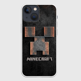 Чехол для iPhone 13 mini с принтом MINECRAFT TEXTURE IRON в Петрозаводске,  |  | creeper | game | minecraft | железо | игра | компьютерная | крипер | криппер | майн | майнкрафт | текстура