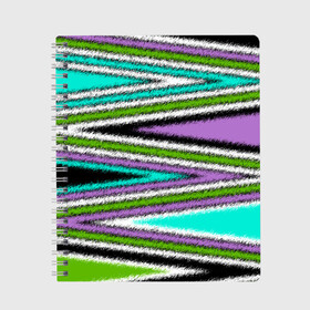 Тетрадь с принтом Абстрактный асимметричный  в Петрозаводске, 100% бумага | 48 листов, плотность листов — 60 г/м2, плотность картонной обложки — 250 г/м2. Листы скреплены сбоку удобной пружинной спиралью. Уголки страниц и обложки скругленные. Цвет линий — светло-серый
 | Тематика изображения на принте: асимметричный | бирюзовый молодежный | комбинированный | косые полосы | креативный | мужской | темный | фиолетовый | штрихи