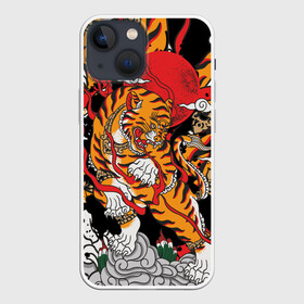 Чехол для iPhone 13 mini с принтом Самурайский тигр в Петрозаводске,  |  | воин | год тигра | закат | крупная кошка | полосы | тигр | тигриная лапа | хищник