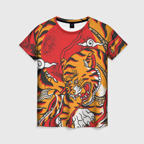 Женская футболка 3D с принтом Год тигра в Петрозаводске, 100% полиэфир ( синтетическое хлопкоподобное полотно) | прямой крой, круглый вырез горловины, длина до линии бедер | год  тигра | дикий | звери | кошки | полосы | тигр | тигровые мотивы | хищник