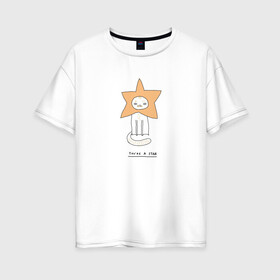 Женская футболка хлопок Oversize с принтом cat is a star в Петрозаводске, 100% хлопок | свободный крой, круглый ворот, спущенный рукав, длина до линии бедер
 | cat | star | звезда | комета | кот | кошка | мем | мотивация | надпись | фраза | цитата