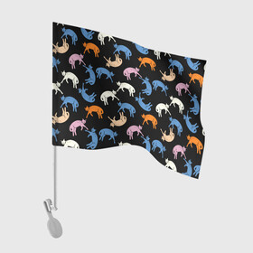 Флаг для автомобиля с принтом Британские кошки паттерн в Петрозаводске, 100% полиэстер | Размер: 30*21 см | британская кошка | британская серая кошка | животные | звери | иллюстрация | коты | кошки | паттерн | разноцветный | рисунок | черный | яркий принт