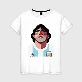 Женская футболка хлопок с принтом Football - Maradona в Петрозаводске, 100% хлопок | прямой крой, круглый вырез горловины, длина до линии бедер, слегка спущенное плечо | argentina | diego | football | maradona | messi | аргентина | гол | диего | игрок | марадона | месси | мяч | рука бога | спорт | футбол | футболист | чемпион