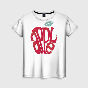 Женская футболка 3D с принтом Красное яблочко в Петрозаводске, 100% полиэфир ( синтетическое хлопкоподобное полотно) | прямой крой, круглый вырез горловины, длина до линии бедер | apple | red apple | красное яблоко | фруктовое | фруктовый | фрукты | яблоко | яблони | яблоня