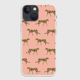 Чехол для iPhone 13 mini с принтом Гепарды на розовом в Петрозаводске,  |  | африка | гепард | гепарды | иллюстрация | коты | кошки | крупные кошки | паттерн | пятна | розовый | сафари