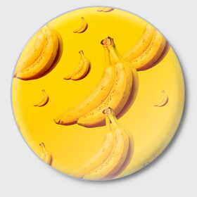 Значок с принтом Банановый рай в Петрозаводске,  металл | круглая форма, металлическая застежка в виде булавки | банановый | бананы | желтый | кожура | фрукты