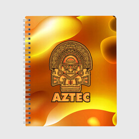 Тетрадь с принтом Aztec Ацтеки в Петрозаводске, 100% бумага | 48 листов, плотность листов — 60 г/м2, плотность картонной обложки — 250 г/м2. Листы скреплены сбоку удобной пружинной спиралью. Уголки страниц и обложки скругленные. Цвет линий — светло-серый
 | Тематика изображения на принте: ацтеки | ацтекская империя | индеец | индейцы | символ | фигурка