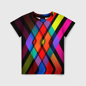 Детская футболка 3D с принтом Симметрия красок в Петрозаводске, 100% гипоаллергенный полиэфир | прямой крой, круглый вырез горловины, длина до линии бедер, чуть спущенное плечо, ткань немного тянется | арт | красочность | прямоугольник | симметрия | цвета