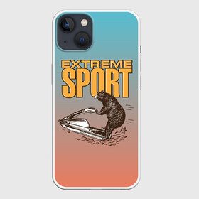 Чехол для iPhone 13 с принтом Медведь экстремальный спорт в Петрозаводске,  |  | медведь | медвежонок | миша | мишка | спорт | экстрим