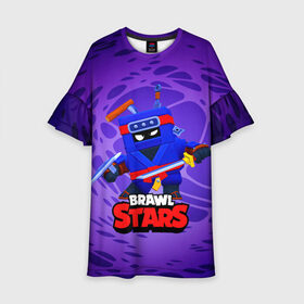 Детское платье 3D с принтом Ninja Ash Brawl Stars Эш  в Петрозаводске, 100% полиэстер | прямой силуэт, чуть расширенный к низу. Круглая горловина, на рукавах — воланы | ash | brawl | brawl stars | brawlstars | brawl_stars | аш | бравл | бравлстарс | эш