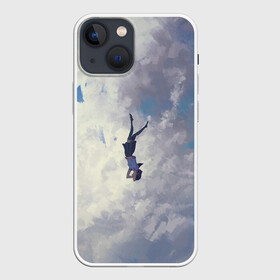 Чехол для iPhone 13 mini с принтом Летящая девушка в Петрозаводске,  |  | fly | girl | девушка | небо | облака | полёт
