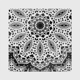 Магнит виниловый Квадрат с принтом Черно-белый орнамент  в Петрозаводске, полимерный материал с магнитным слоем | размер 9*9 см, закругленные углы | калейдоскоп | круглый орнамент | орнамент | серый | серый и черный | современный | черно белый
