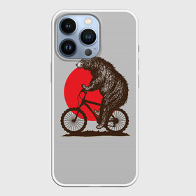 Чехол для iPhone 13 Pro с принтом Медведь на велосиеде в Петрозаводске,  |  | Тематика изображения на принте: вело | велосипед | медведь | солнце | спорт | япония