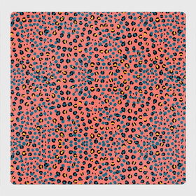 Магнитный плакат 3Х3 с принтом Леопардовый принт на розовом в Петрозаводске, Полимерный материал с магнитным слоем | 9 деталей размером 9*9 см | абстракция | африканский | леопардовые пятна | леопардовый принт | розовый | сафари