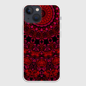 Чехол для iPhone 13 mini с принтом Акварельный калейдоскоп в Петрозаводске,  |  | женский | калейдоскоп | красный | модный | цветочный узор | черный | этнический