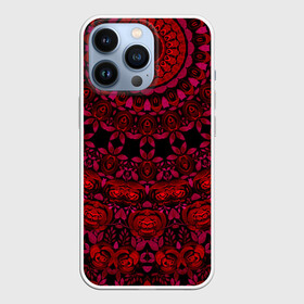 Чехол для iPhone 13 Pro с принтом Акварельный калейдоскоп в Петрозаводске,  |  | женский | калейдоскоп | красный | модный | цветочный узор | черный | этнический