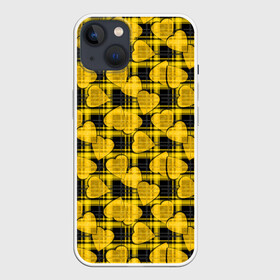 Чехол для iPhone 13 с принтом Желто черный модный узор в Петрозаводске,  |  | детский | для девочек | клетка | любовь | модный | плед | сердце | черный и желтый