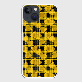 Чехол для iPhone 13 mini с принтом Желто черный модный узор в Петрозаводске,  |  | детский | для девочек | клетка | любовь | модный | плед | сердце | черный и желтый